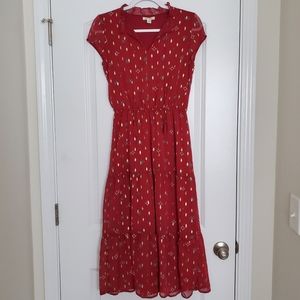 Francescas Maroon & Gold Ankle Length Dress